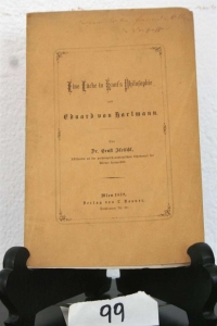 Fleischl, Ernst. Eine Lücke in Kant's Philosophie und Eduard von Hartmann. - WIDMUNGSEXEMPLAR -