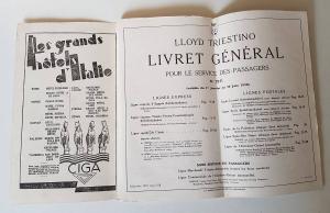 Lloyd Triestino: Livret Général pour le Service des Passagers. No. 22 F. (valable du 1er Janvier au 30 Juin 1930).