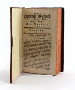 Bandel, Joseph Ant. v. Des Stummen Advocats Politisches Blat. Anno 1762.