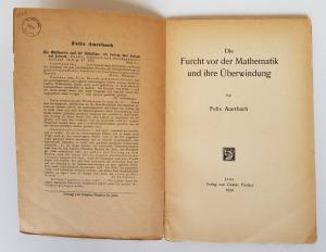 Auerbach, Felix. Die Furcht vor der Mathematik und ihre Überwindung.