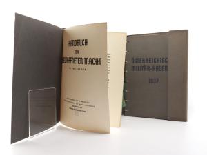 Hrsg. auf Anregung d. Bundesmin. f. Landesverteidigung unter Mitarb. v. Offizieren d. bewaffneten Macht. Handbuch der bewaffneten Macht für Heer und Volk mit Österreichischem Militärkalender 1937.