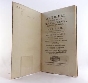 Leopold II, Römischer Kaiser, als König von Ungarn. Articuli dominorum praelatorum, baronum, magnatum, et nobilium, caeterorumque statuum, et ordinum, regni Hungariae, …