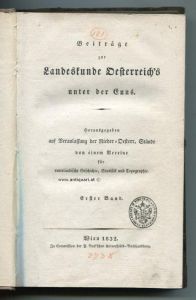 Beiträge zur Landeskunde Oesterreich's unter der Enns.