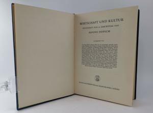 Dopsch - Wirtschaft und Kultur. Festschrift zum 70. Geburtstag von Alfons Dopsch. + AUTOGRAPH -