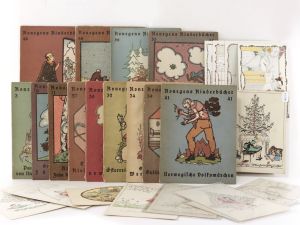 Köhler, Mela. 15 Konegens Kinderbücher mit Titelillustrationen von Mela Köhler + 13 von ihr illustrierte Postkarten.