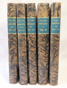 Delteil, Leo (Pub.). Annuaire des Ventes de Livres. Manuscrits - Reliures Armoriées. Guide du Bibliophile et du Libraire. 5 Bände: VII 1925-26; VIII 1926-27; Tous les Prix des Ventes IX 1927/28; X 1...