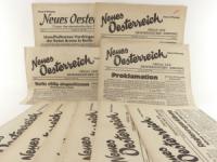 Neues Oesterreich. Organ der Demokratischen Einigung. 1. Jg., Folge 1 - 38 (20 und 23 fehlen), Dienstag 24. April 1945 bis Dienstag, 5. Juni 1945. Herausgeberschadt: Leopold Arzt, Ernst Czeija, Ing. F...