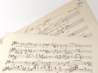 Horn, Kamillo. 4 Notenautographen: 1.: &quote;Ein Blick. 2.: &quote;o wärst du doch die stille Nacht&quote;. 3.: &quote;Es ist ein Stern gefallen&quote;. 4.: &quote;O laß mein Haupt&quote;.